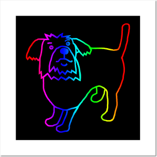 Rainbow Dog Outline Posters and Art